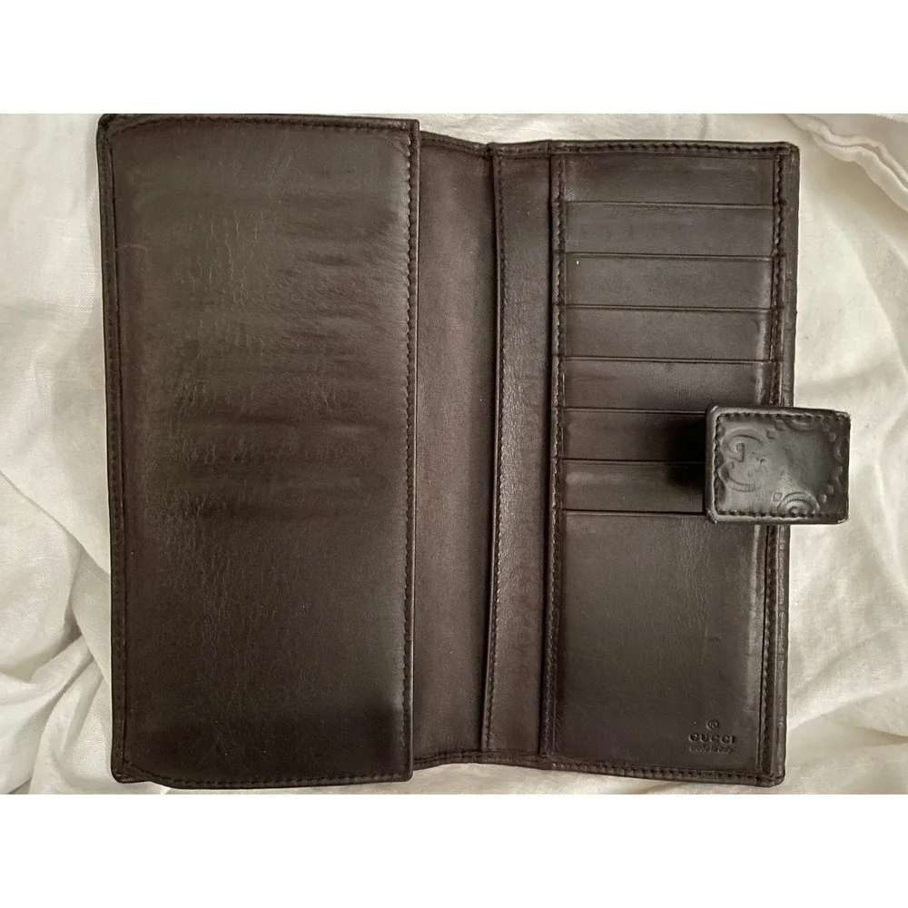 Gucci Dark Brown Guccissima Leather Long Continental Wallet Monogram Logo #665 - Picture 10 of 10